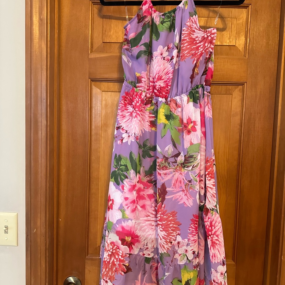 Floral Halter Dress in Purple and Pink
